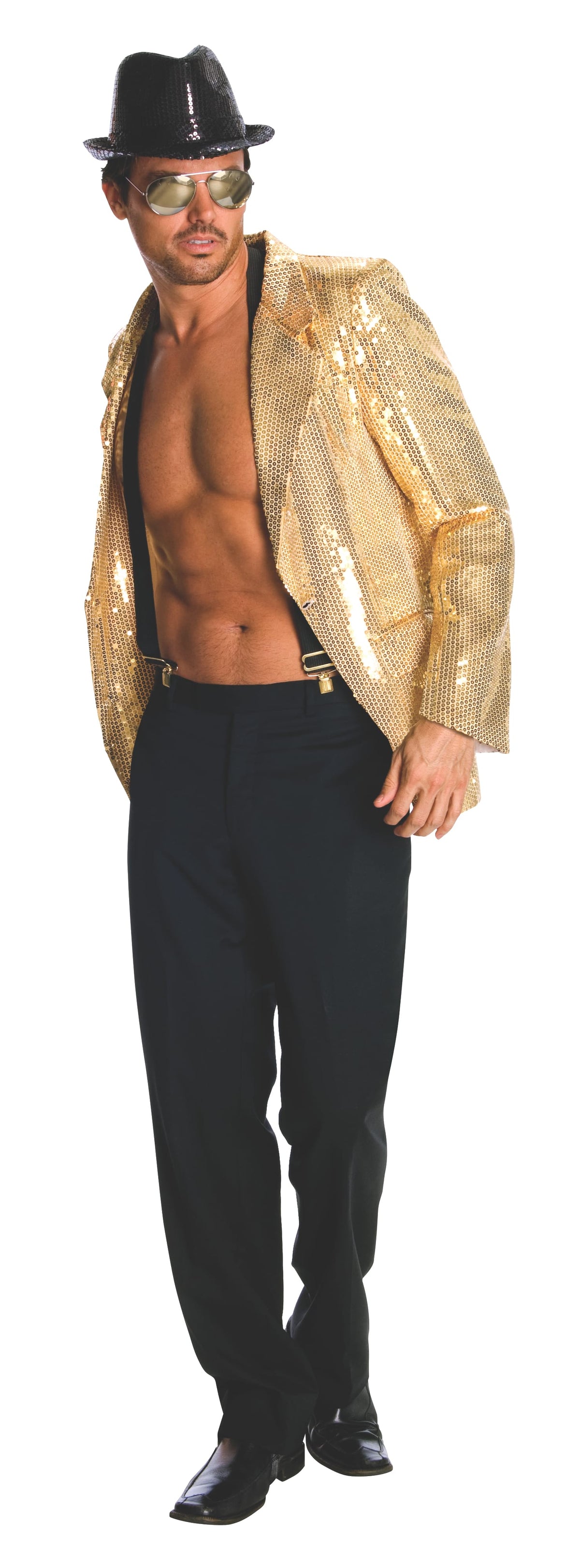 Sequin Gold Jacket Men Costume 1980's Disco Jazz Mardi Gras