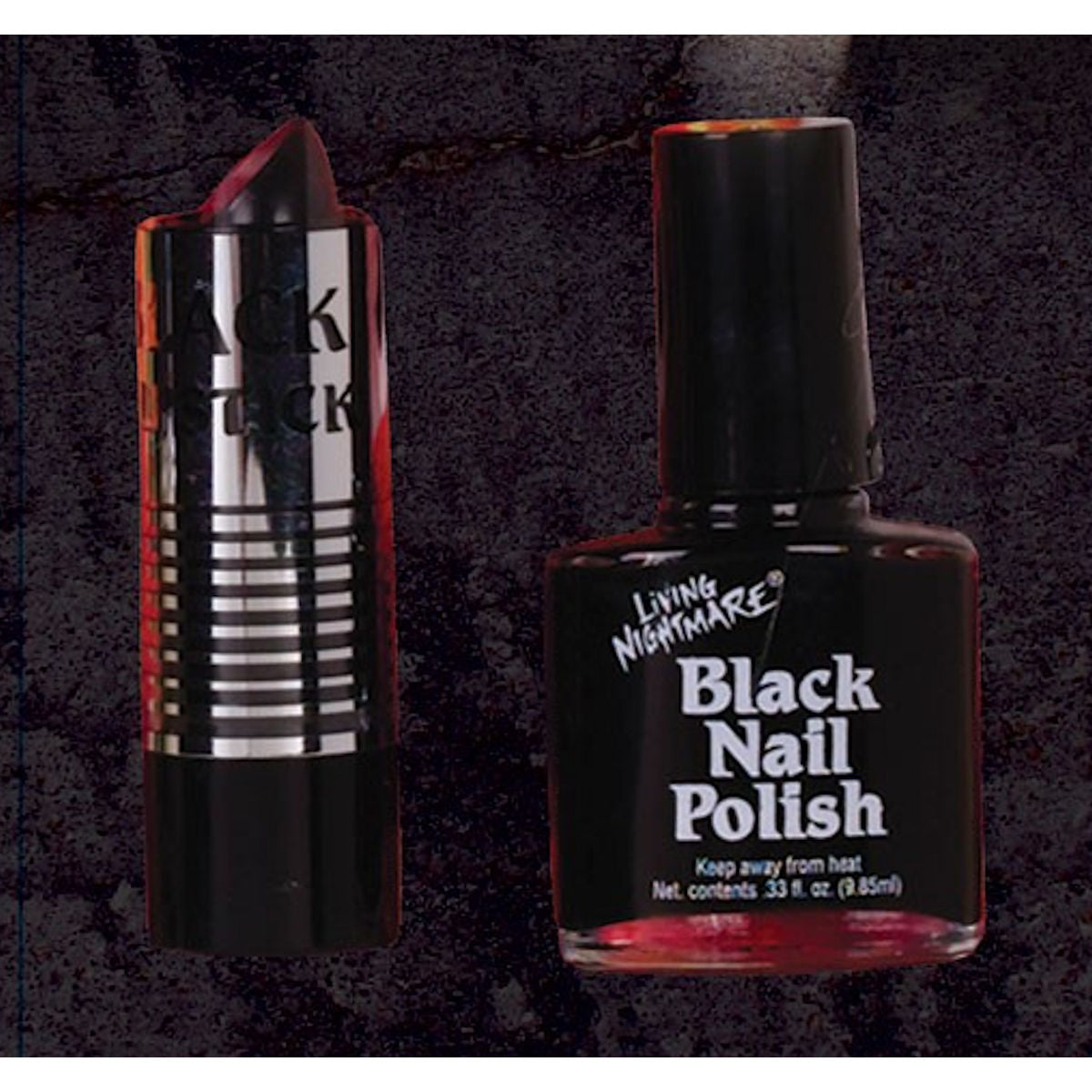 Goth Black Lipstick and Nail Polish Set Zombie Vampire Halloween Makeup