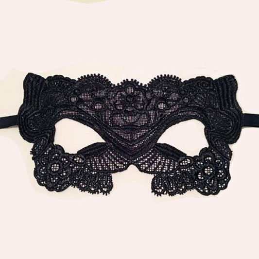Black Cotton Lace Venetian Masquerade Eye Mask Fancy Dress Costume Accessory