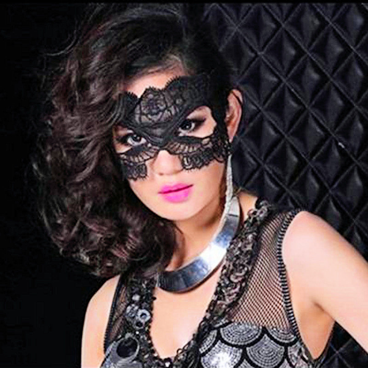Black Cotton Lace Venetian Masquerade Eye Mask Fancy Dress Costume Accessory