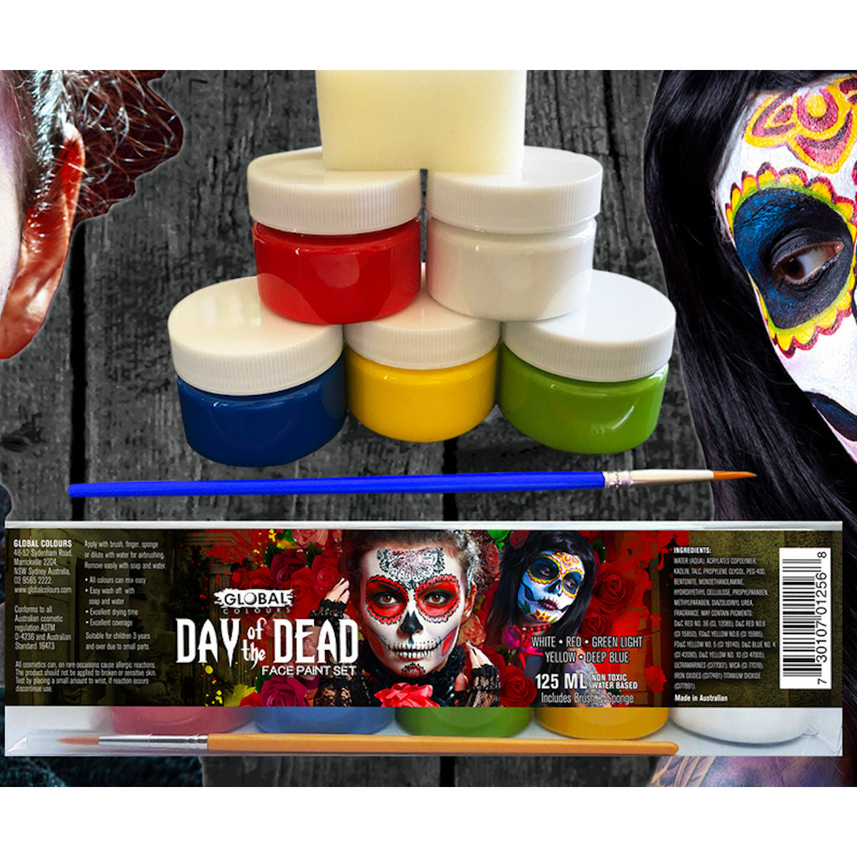 Day of the Dead Face Paint Set Halloween Special FX Sugar Skull face make-up