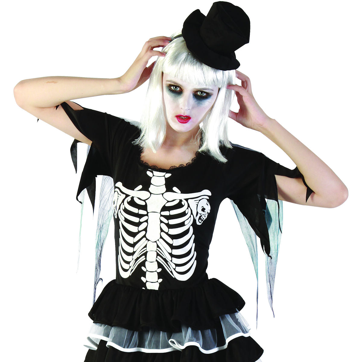 Sassy Skeleton Sexy Women's Day of the Dead Halloween Fancy Dress Costume