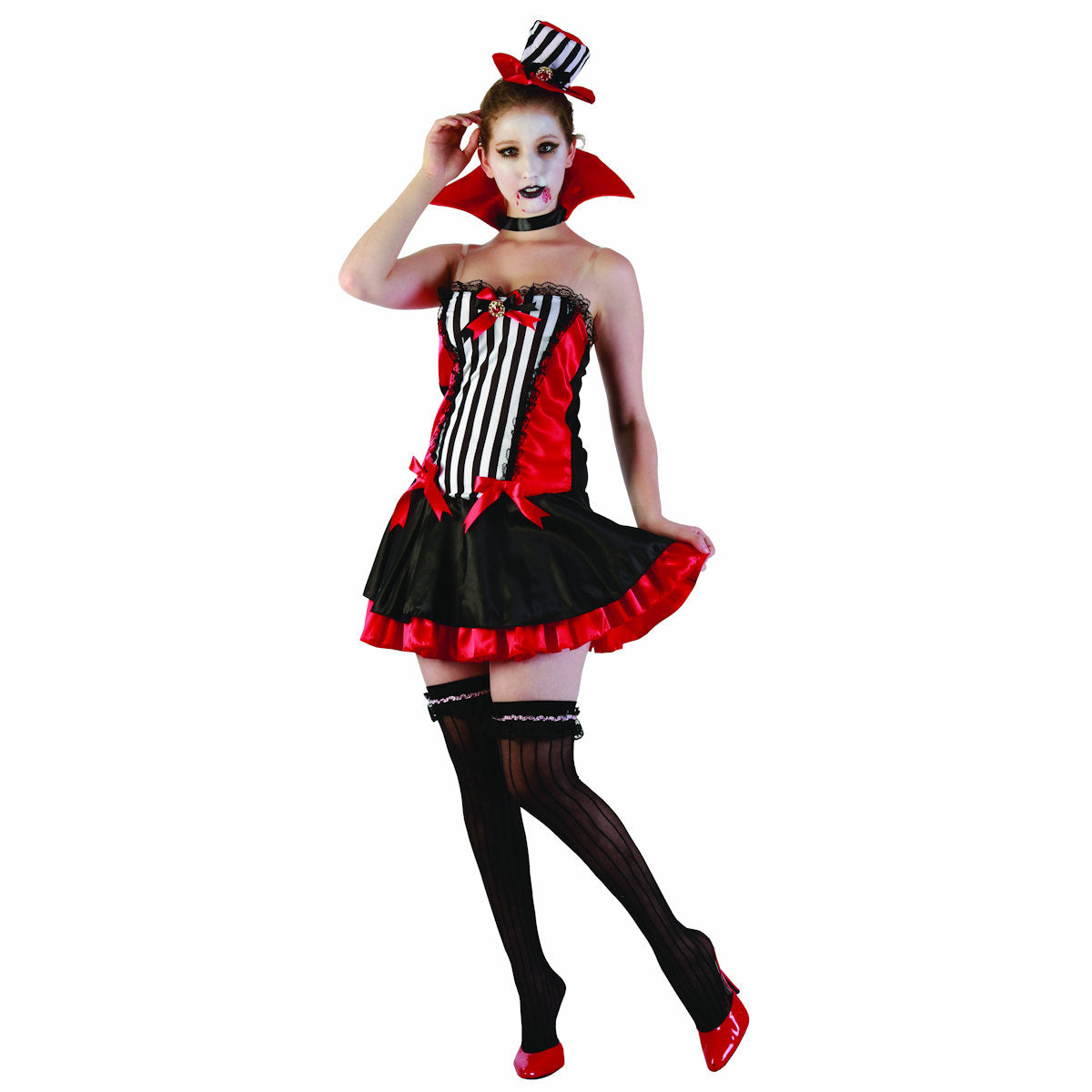 Madam Vampiress Sexy Women's Halloween Fancy Dress Costume with Choker Collar
