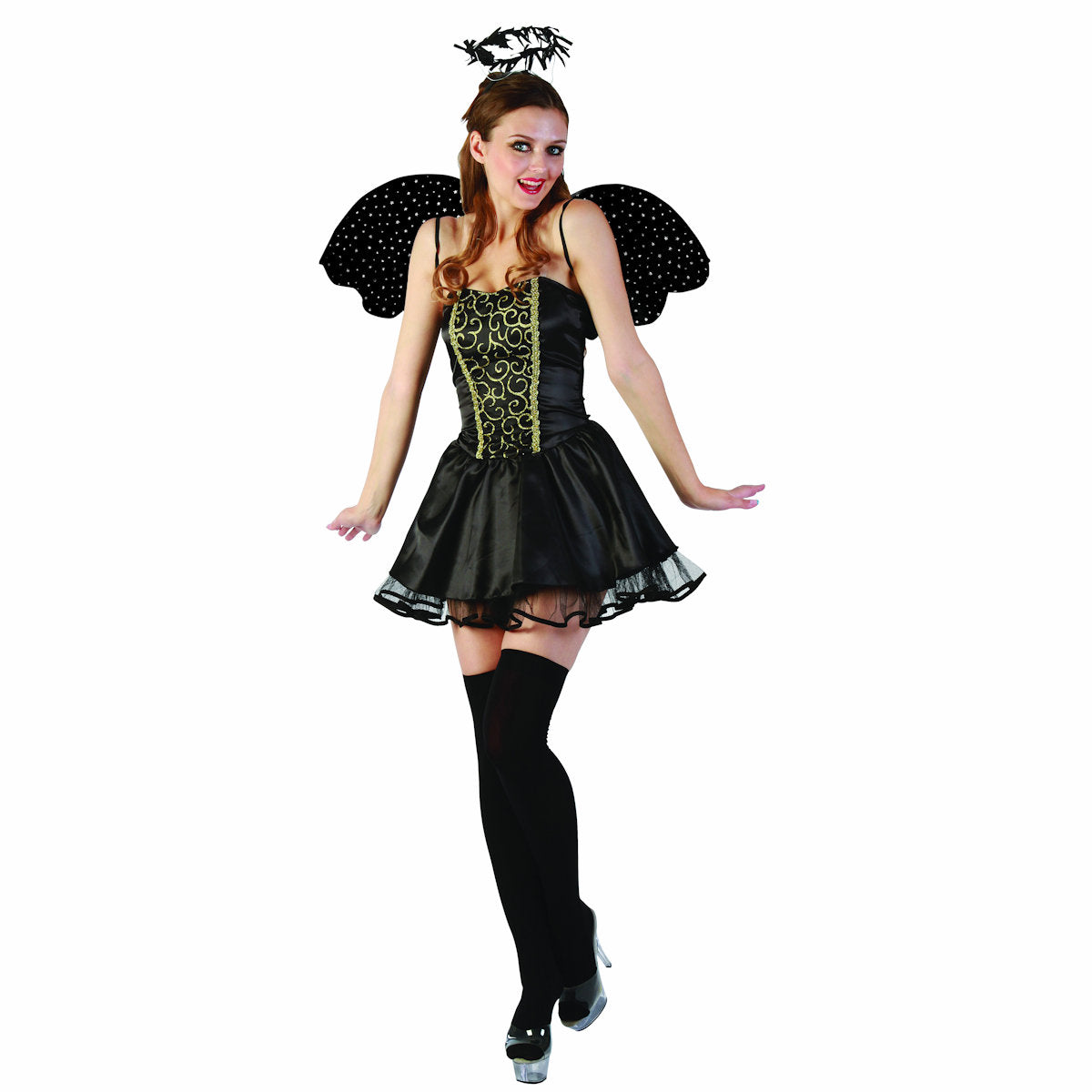 Fallen Angel Women's Fancy Dress Costume with Halo and Wings Beautiful Ninx Costumes Fallen Angel Women's Fancy Dress Costume with Halo and Wings Beautiful Ninx Costumes