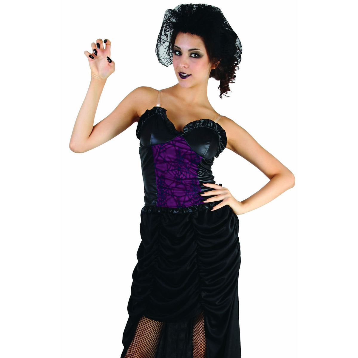 Black Widow Gorgeous Women's Day of the Dead Halloween Fancy Dress Costume