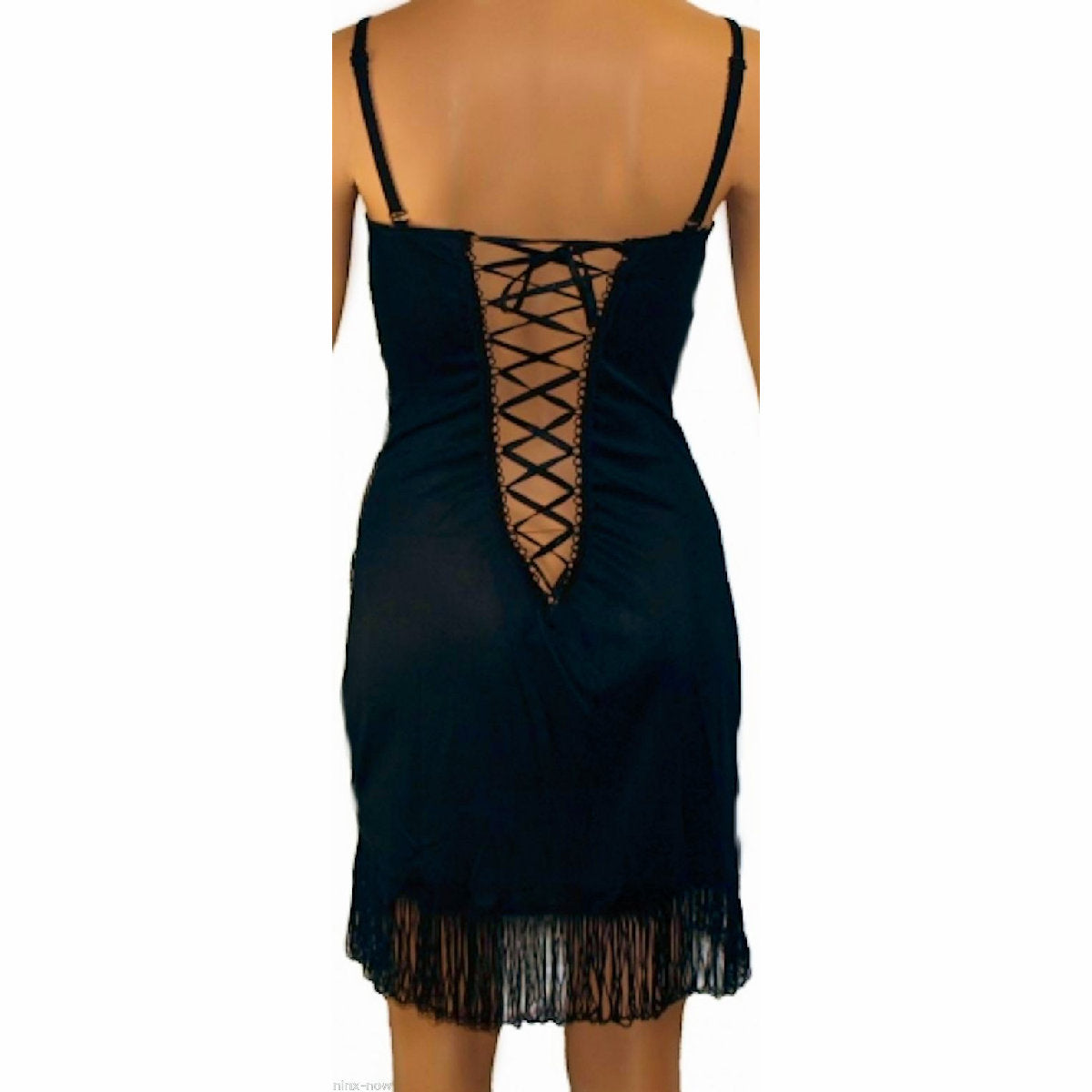 1920's Gatsby Flapper Dress Black Sequin & Low Plunging Back Fancy dress costume
