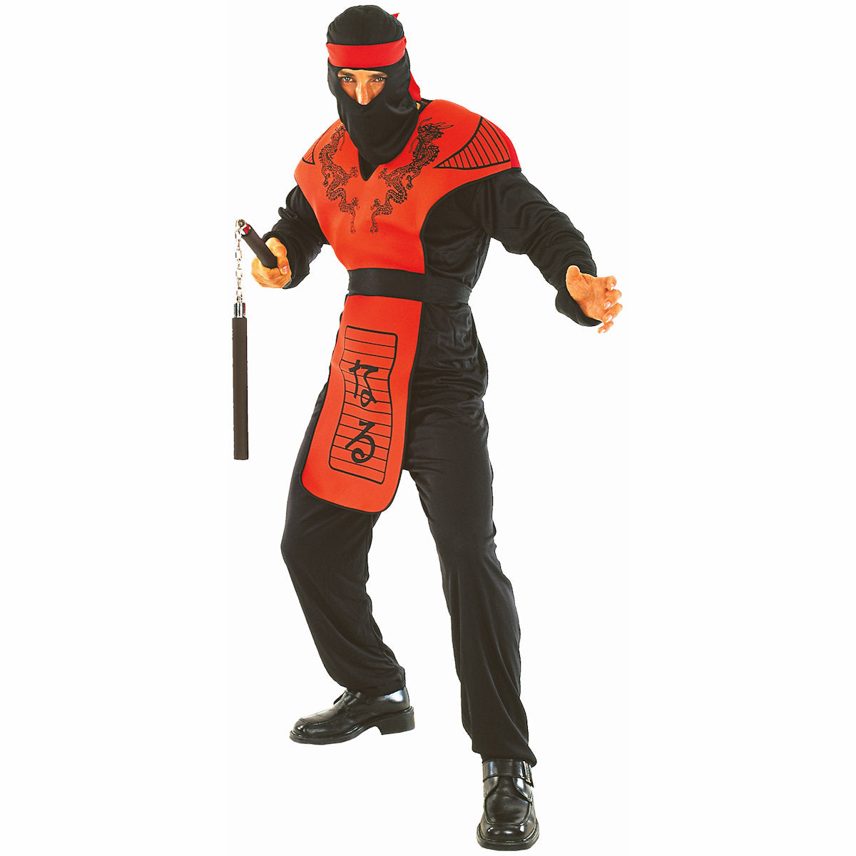 Red Dragon Ninja Warrior Assasin Men's Fancy Dress Costume