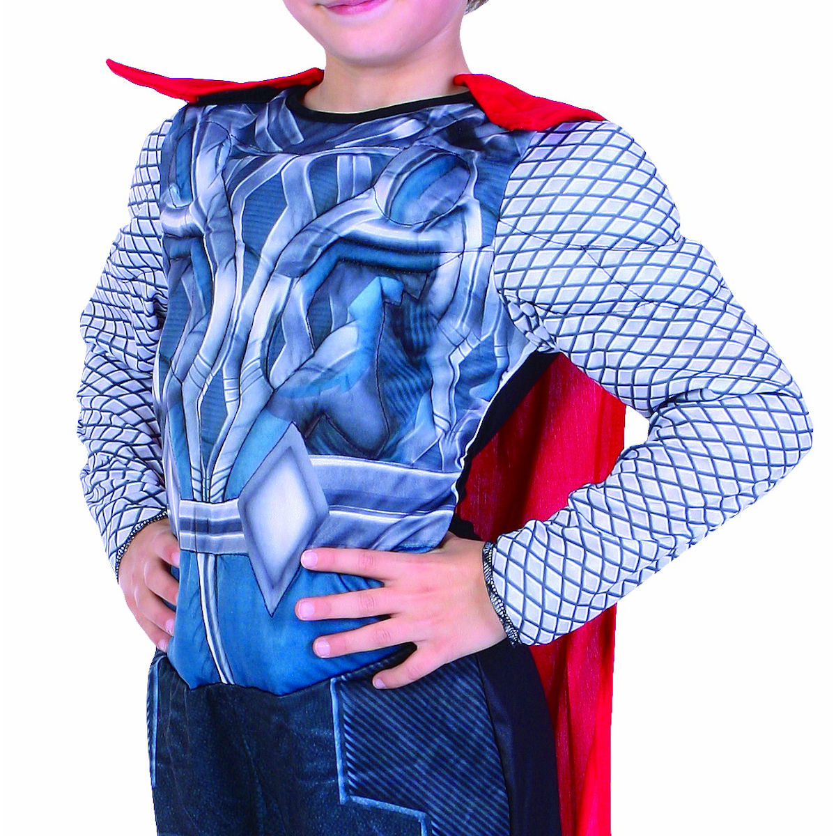 Thor Padded Muscle Jumpsuit Boys Child Costume Fancy Dress with Cape