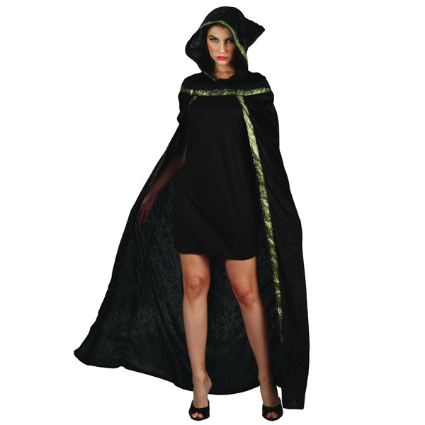 Hooded Cape Black Velvet Full Length with Oversized Hood Night Rider