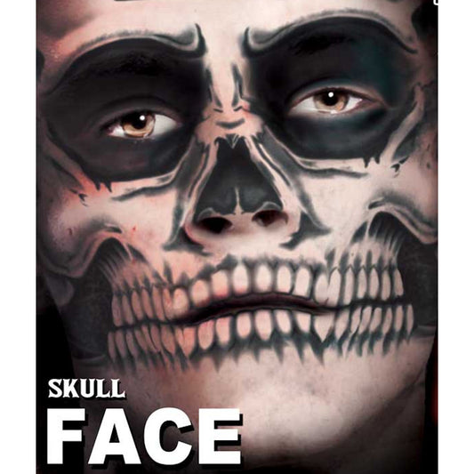 Skull Full Face Temporary Tattoo Transfer Tinsley Halloween Special FX Make up