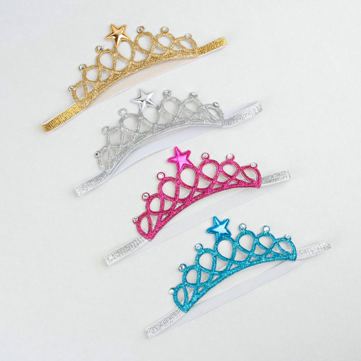 Crown Headband Princess Tiara Child Party Hair Accessory Silver Gold Pink Blue