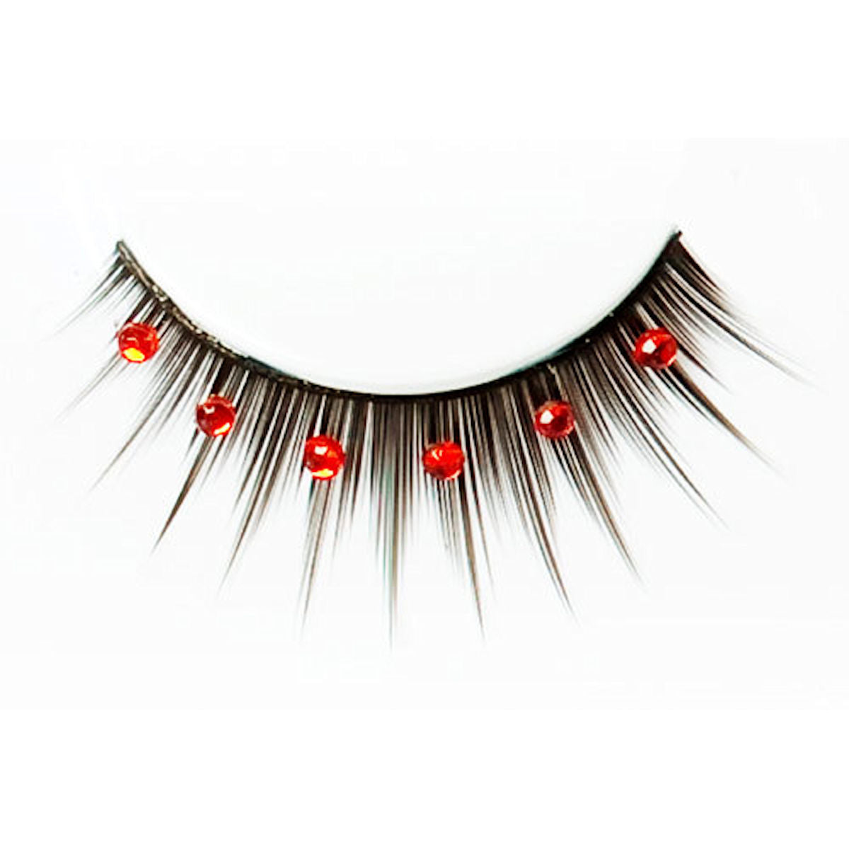 Black Deluxe False Eyelashes with Red Diamantes and glue