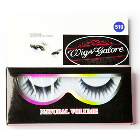 Black Deluxe False Eyelashes with Blue Diamantes