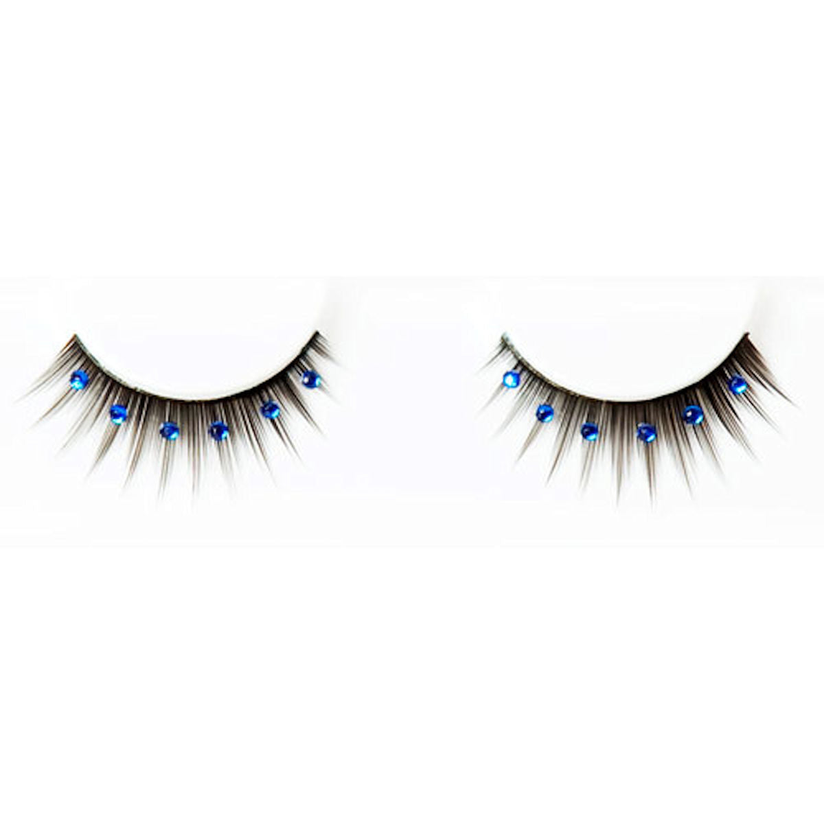Black Deluxe False Eyelashes with Blue Diamantes
