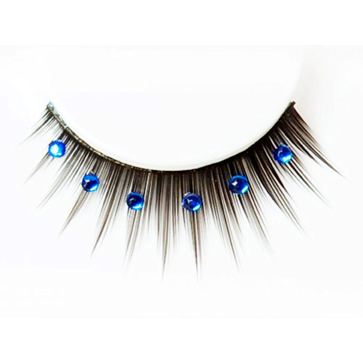 Black Deluxe False Eyelashes with Blue Diamantes