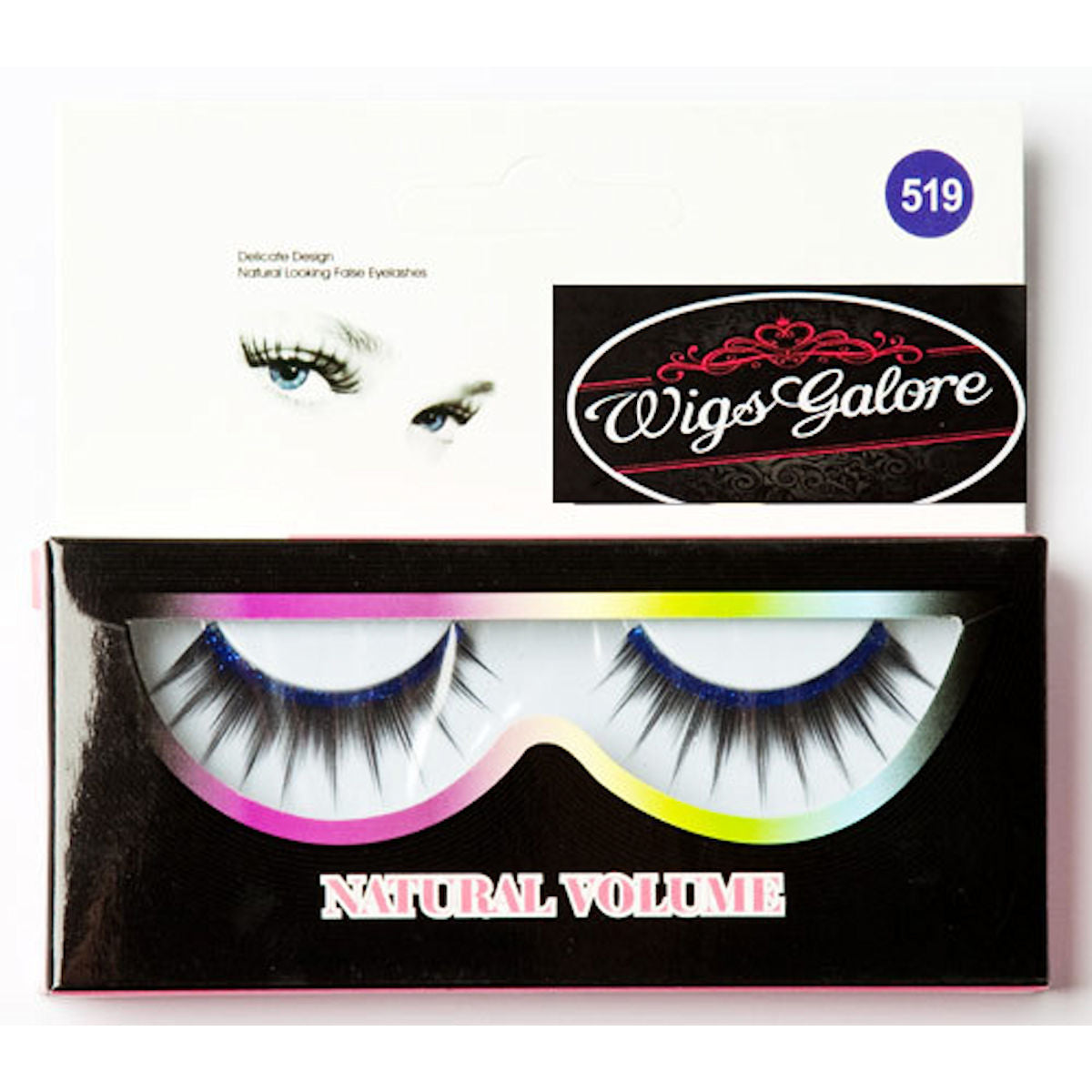Black Deluxe False Eyelashes with Blue Glitter Trim