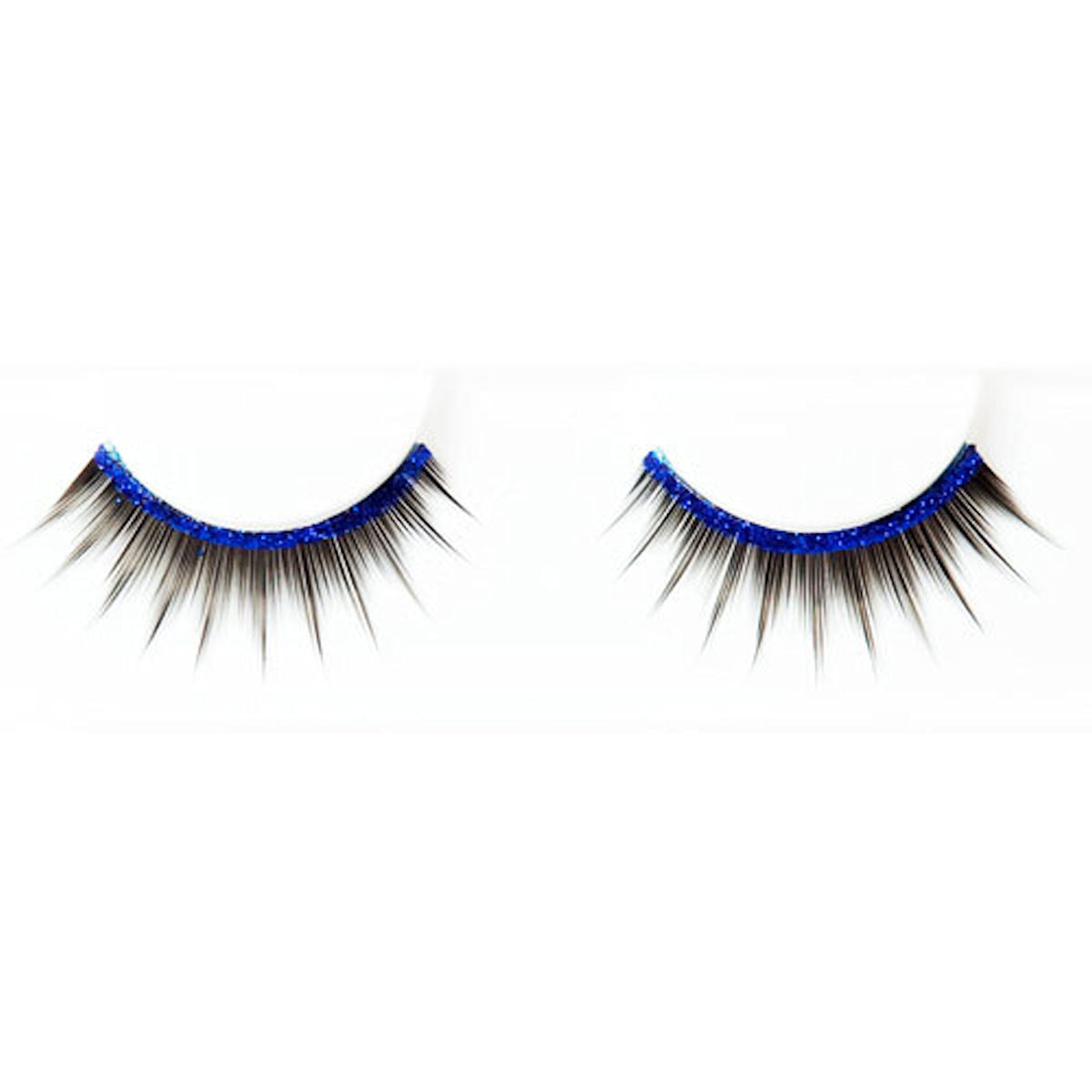 Black Deluxe False Eyelashes with Blue Glitter Trim