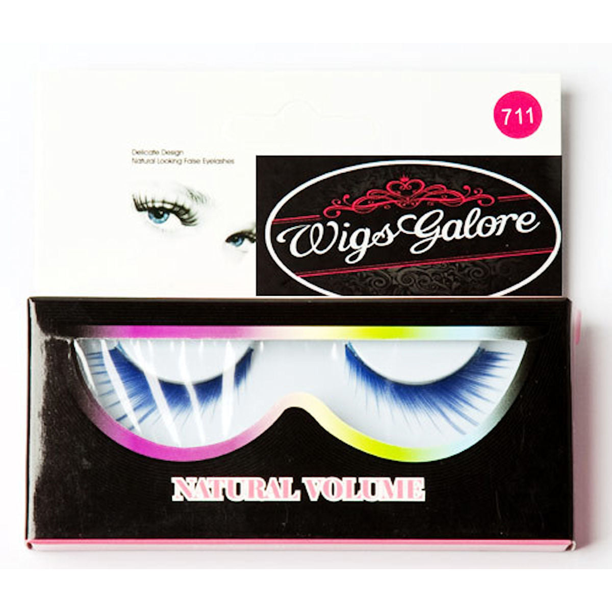 False Eyelashes Blue Long Curved Deluxe with eyelash glue
