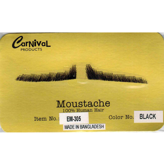 1920's Gangster Mobster Pencil Moustache Black Human Hair Quality Natural Look