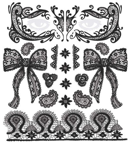 Lace Face DOD Full Face Temporary Tattoo Tinsley Halloween Special FX Make up