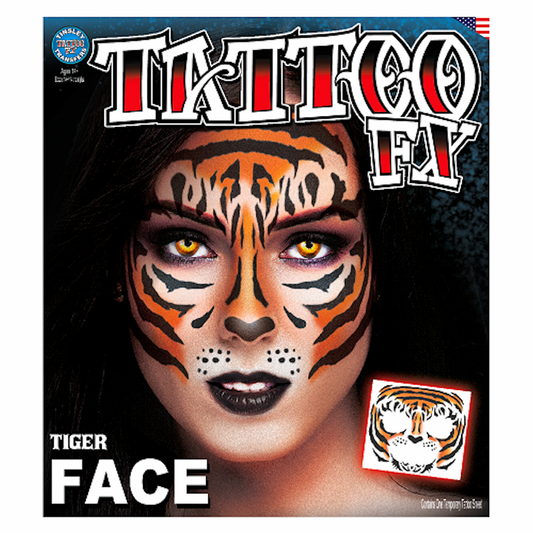 Tiger Full Face Temporary Tattoo Tinsley Makeup Special FX