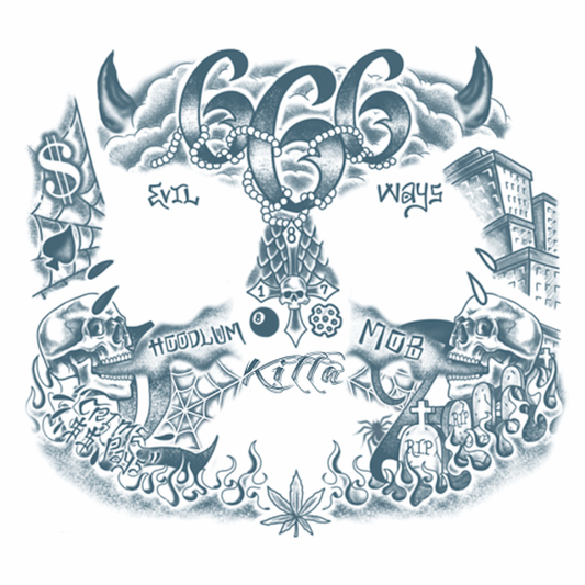 Hoodlum Full Face Temporary Tattoo Tinsley Makeup Special FX