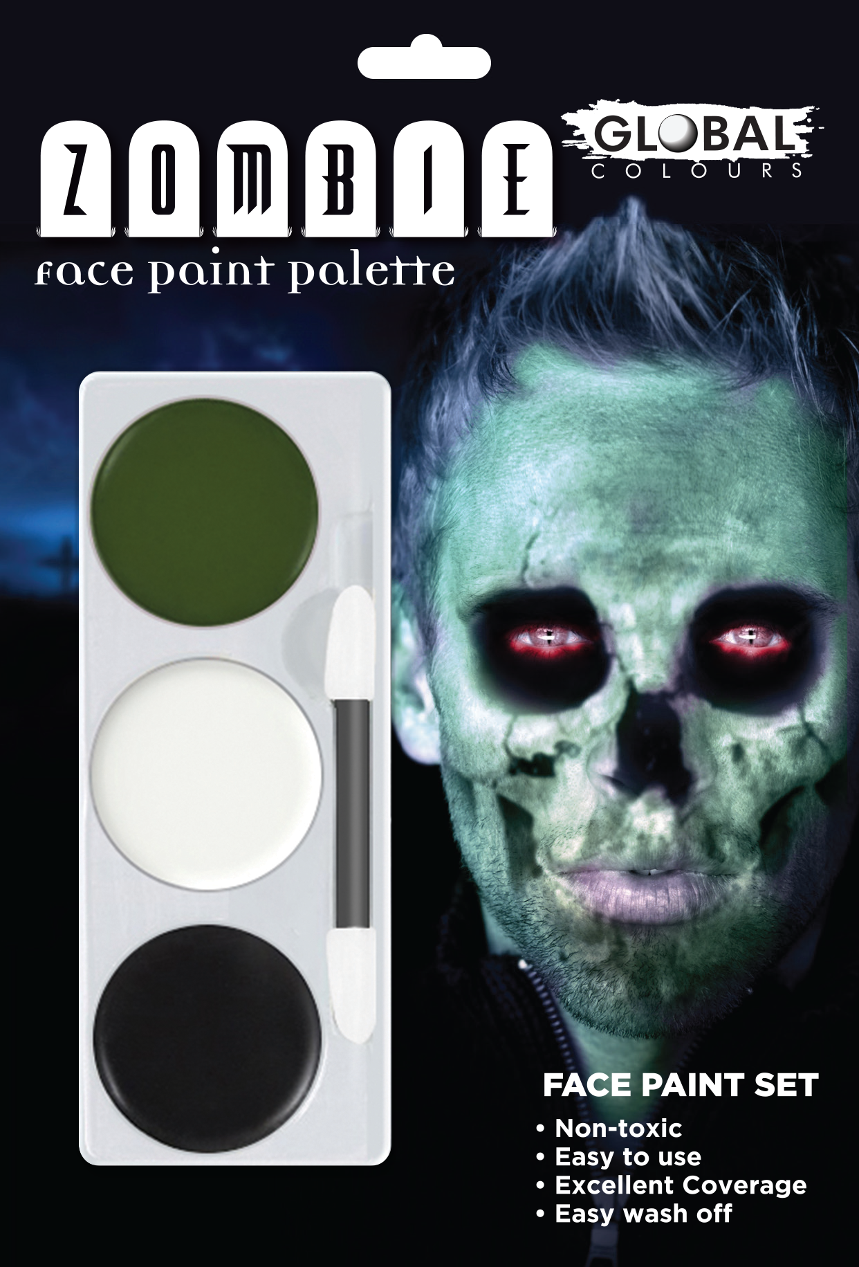 Zombie Halloween Tri-Colour Makeup Palette Special FX Fancy Dress face make-up
