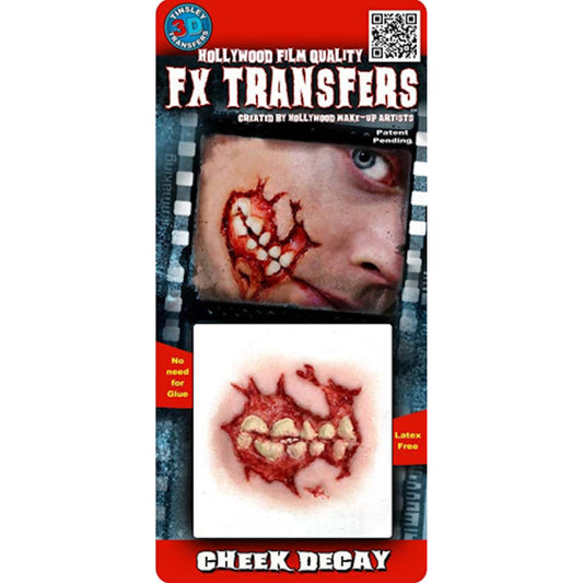 Cheek Decay 3D FX Transfer Tinsley Temporary Zombie Halloween Special FX Make Up