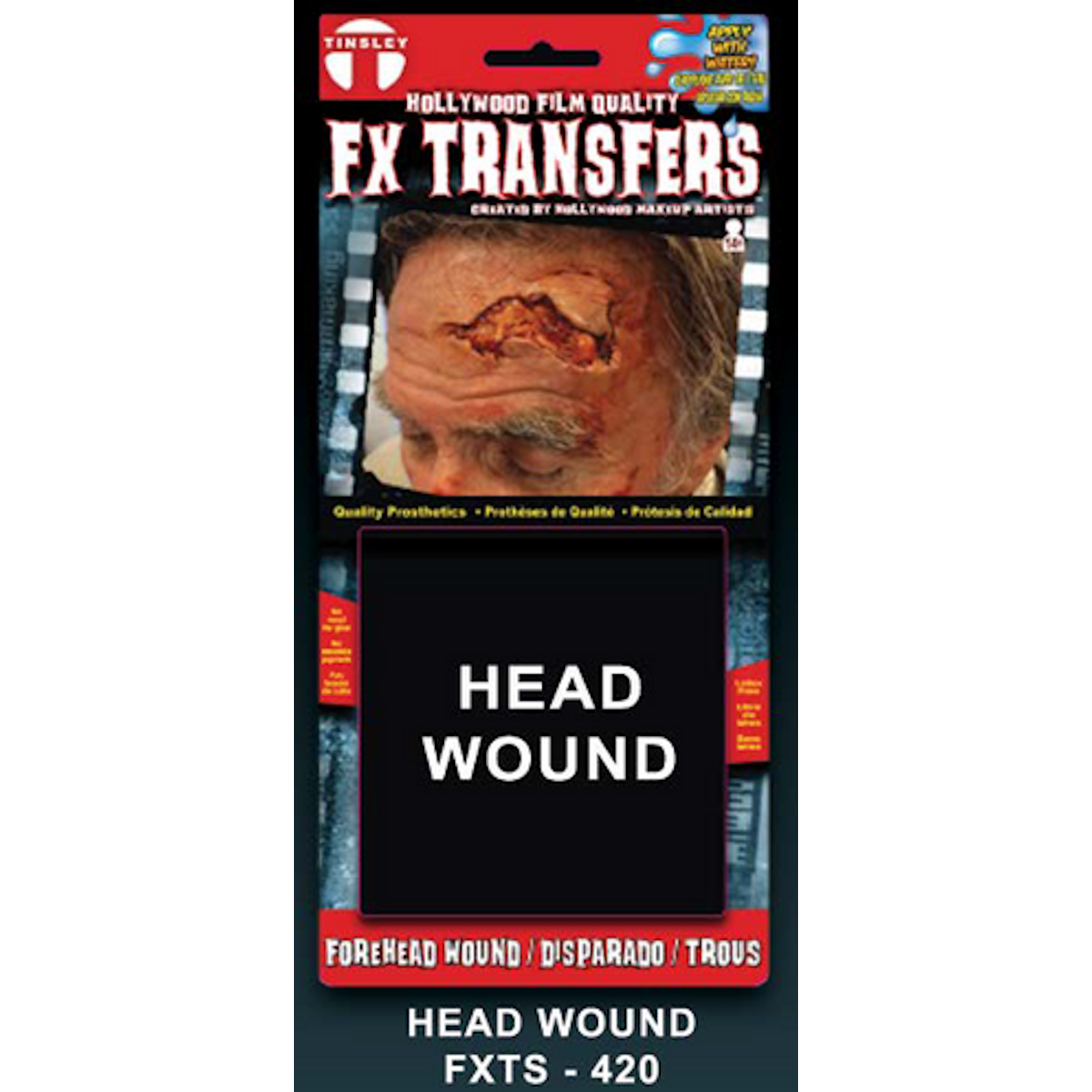 Head Wound 3D FX Transfer Tinsley Temporary Halloween Special FX Make Up Prothetics