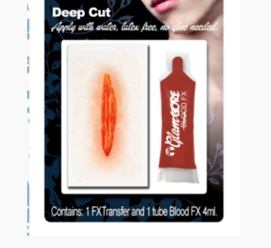 Tinsley Deep Cut Glam Gore 3D Transfer Kit with Blood Special FX Makeup