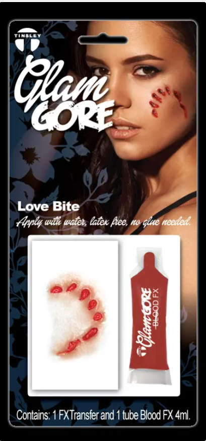 Tinsley Love Bite Glam Gore 3D Transfer Kit with Blood Special FX Makeup