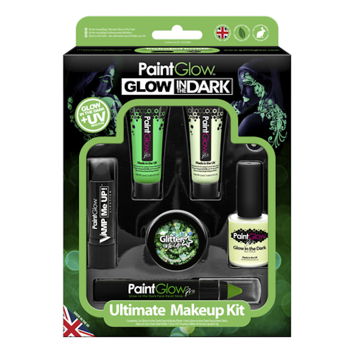 Fright Fest Glow in the Dark Ultimate Makeup Kit Halloween Make Up Paint Glow