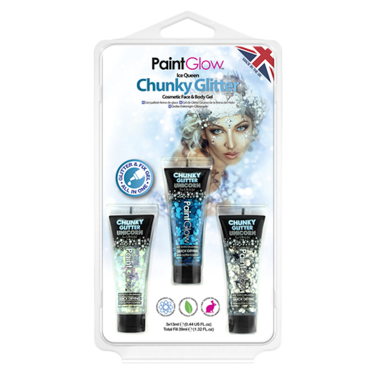 Ice Queen Fantasy Chunky Glitter Face and Body Glitter-Gel Paint Make Up Special FX