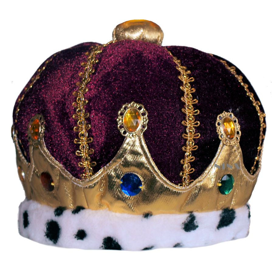 Kings Royal Crown Fancy Dress Costume Accessory Red Velveteen & Gold Fabric