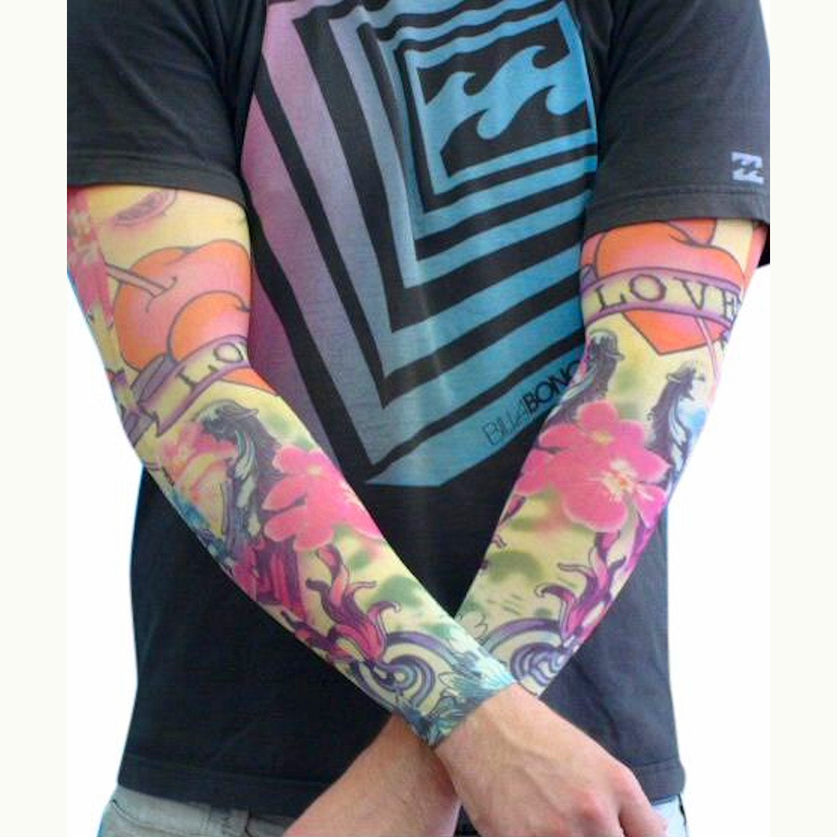 Arm Fake Tattoo Sleeves Biker Costume accessory Stretch