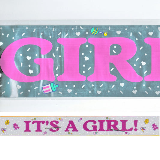 It's a Girl Silver Foil Banner Baby Girl Announcement Baby Showers 12cm x 3.65m