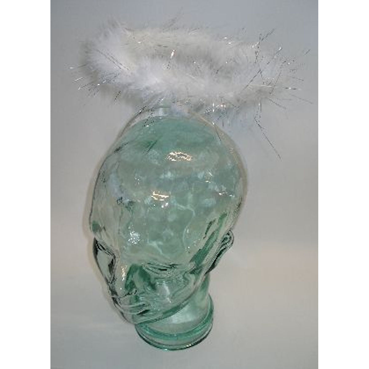 Large White Angel Halo Marabou with Silver on headband Costume accessory