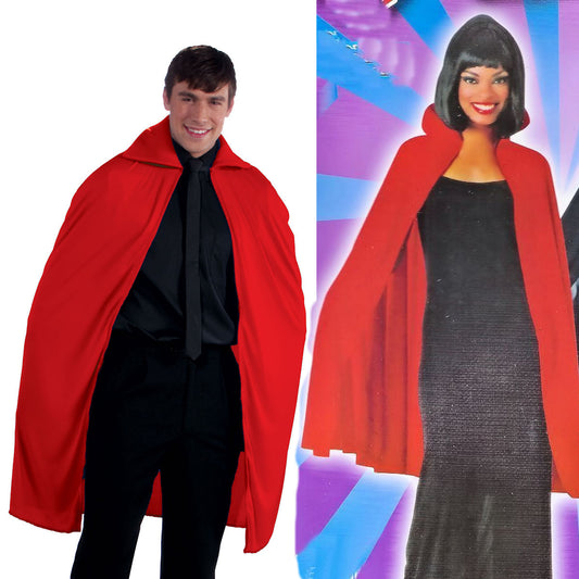 Cape RED Vampire 45" Long - Adult Fancy Dress Costume One size up to 42" chest