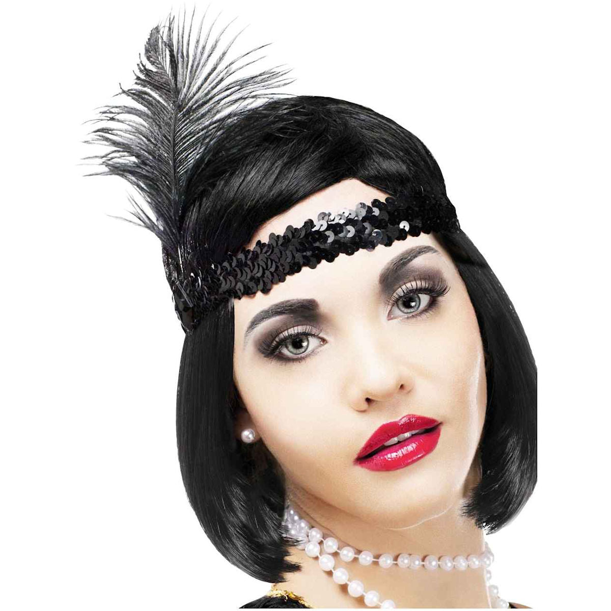 20's Gatsby Flapper Black Sequin Headband