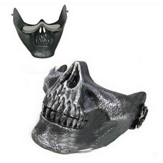 Skull Jaw Half Face Halloween Mask Costume Paintball Accessory Gold or Silver