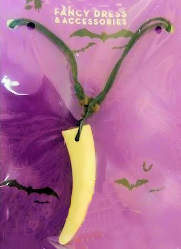 Amulet Necklace Tiger Tooth Caveman Jungle Fancy Dress Costume Accessory