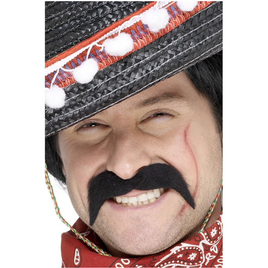 Mexican Bandit Moustache Black Fake Moustache Self Adhesive Costume Accessory