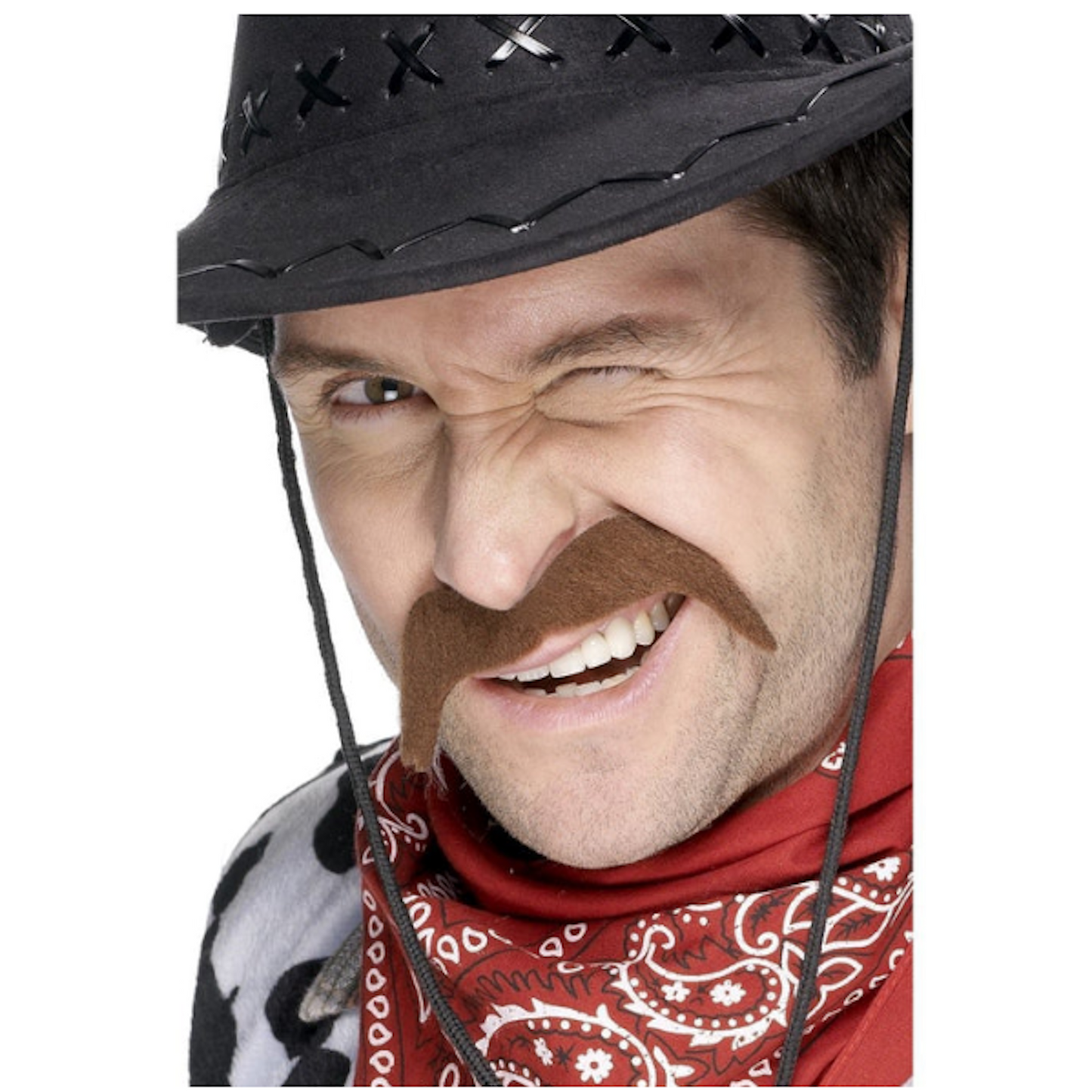 Cowboy Moustache Brown Fake Moustache Self Adhesive Costume Accessory