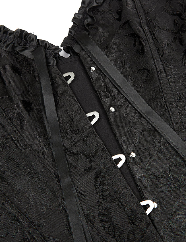 Corset BUSTIER Black Brocade Sizes S to 6XL STUNNING for evening