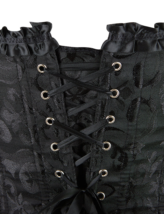 Corset BUSTIER Black Brocade Sizes S to 6XL STUNNING for evening