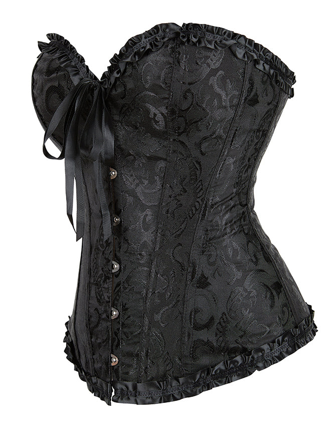 Corset BUSTIER Black Brocade Sizes S to 6XL STUNNING for evening
