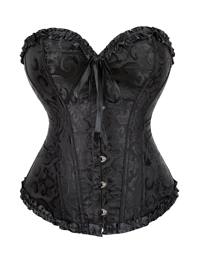 Corset BUSTIER Black Brocade Sizes S to 6XL STUNNING for evening
