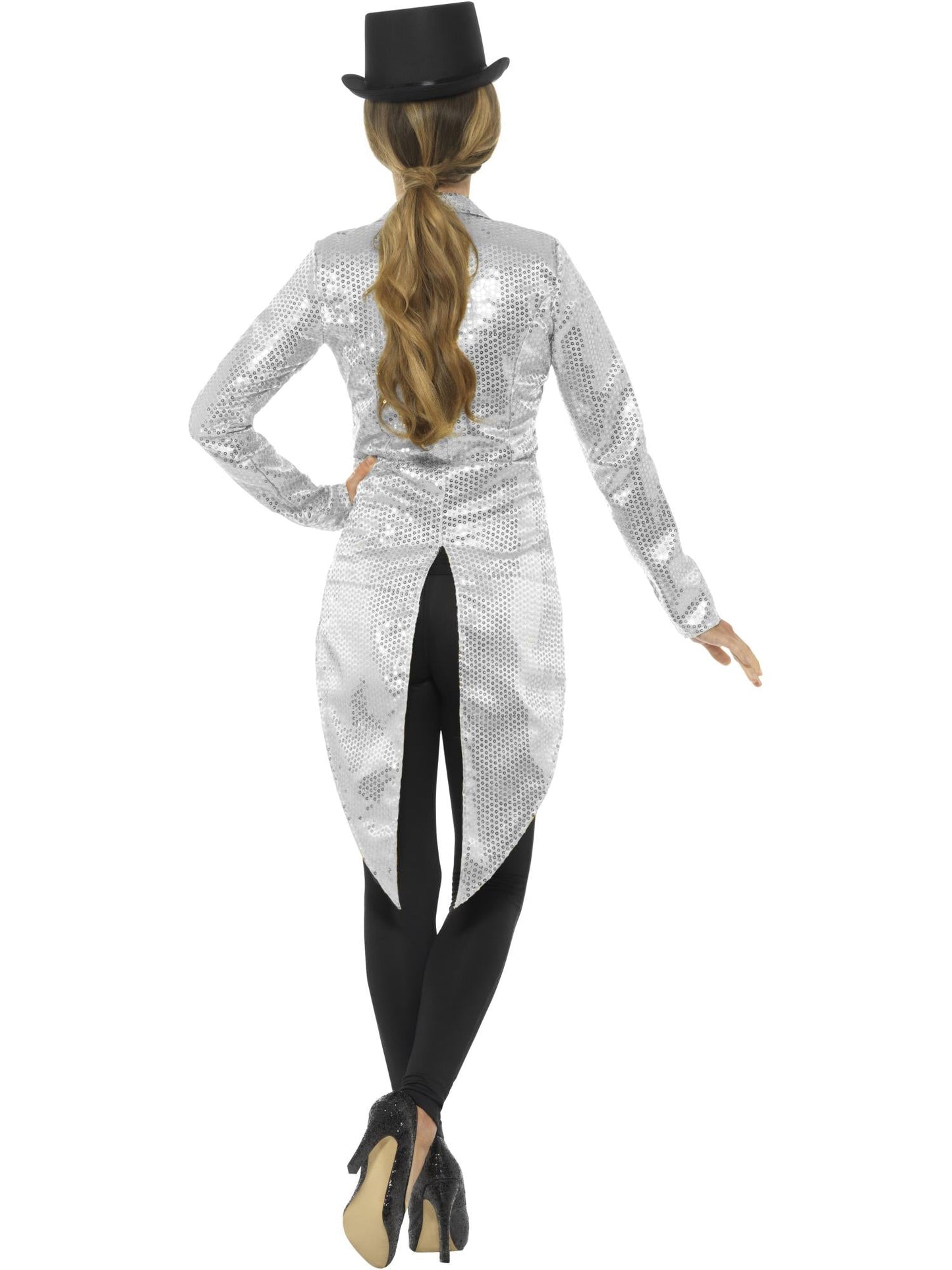 Silver Sequin Tailcoat Women's Cabaret Jazz Jacket