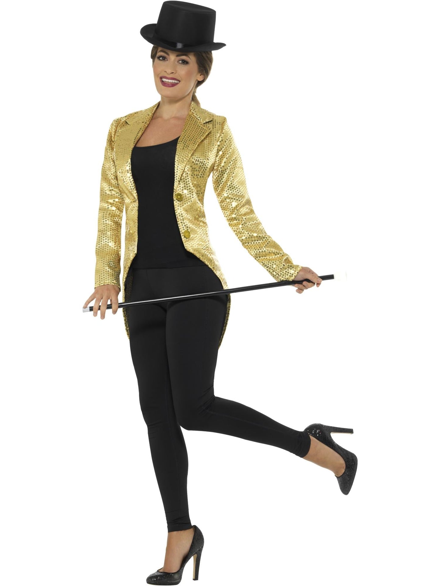 Gold Sequin Tailcoat Women's Cabaret Jazz Jacket