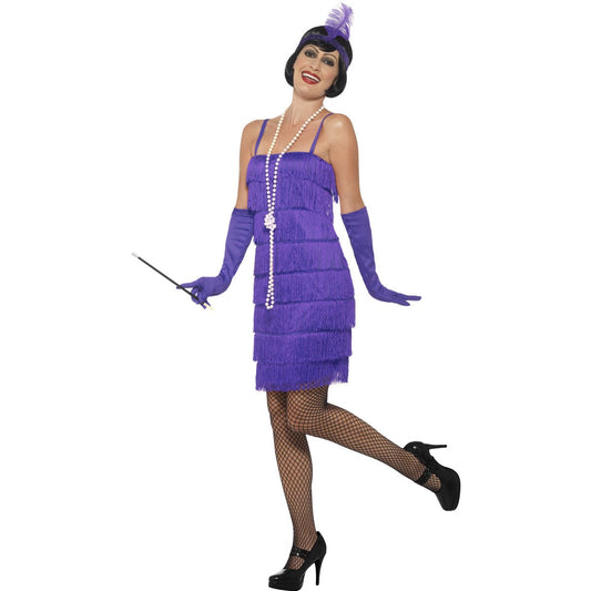 Plus Size Purple Glamour Gatsby Flapper Costume with Gloves and Headpiece Smiffy's Genuine Brand